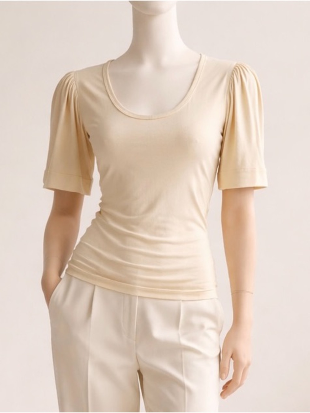 Rachel Roy Cream Puff-Sleeve Top